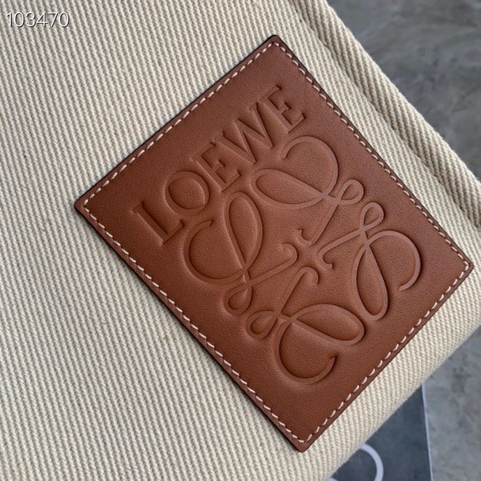 L0ew* large cushion tote bag canvas and calfskin light oat 330.02ab90 35 x 27 x 19 cm