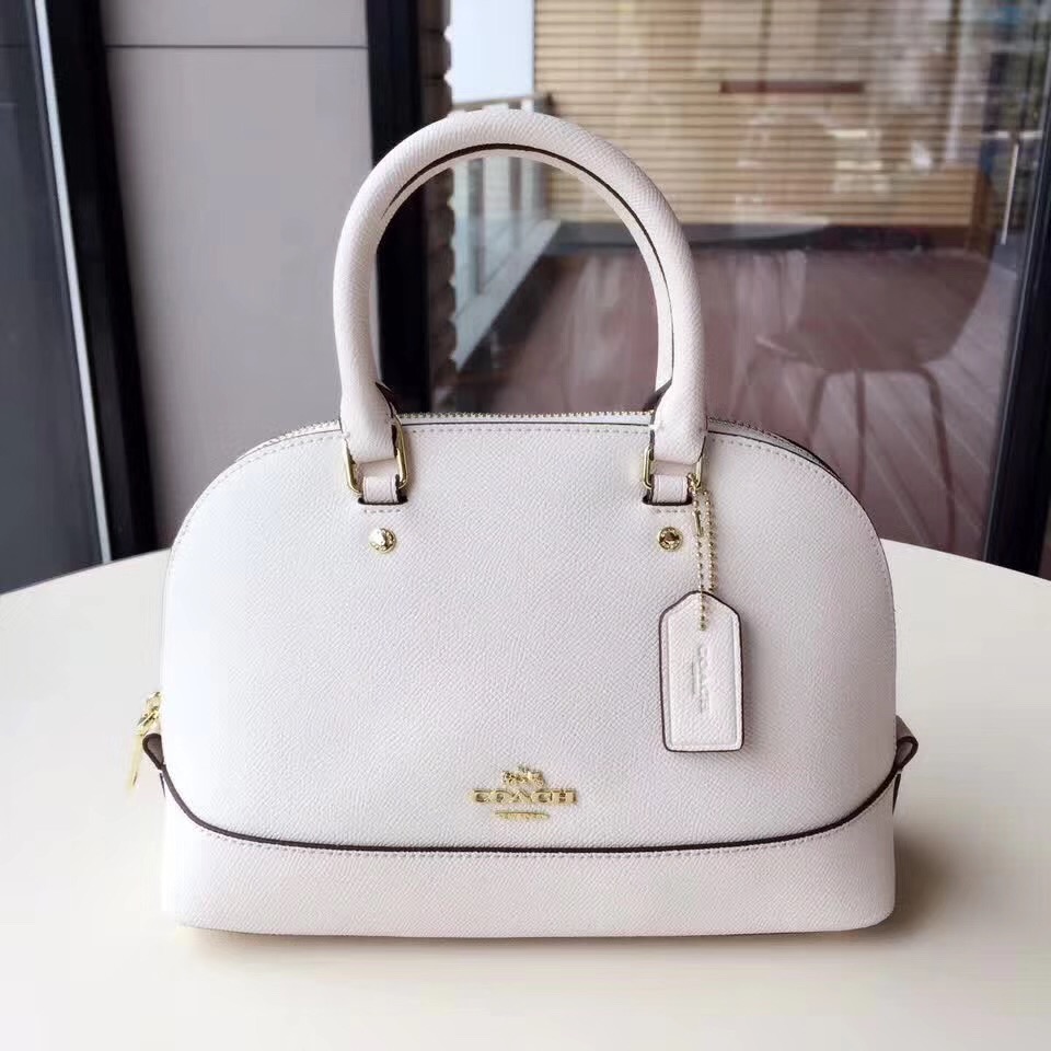 COACH Mini Shell Bag Satchel Crossgrain Leather White F57555 25 x 18 x 10cm