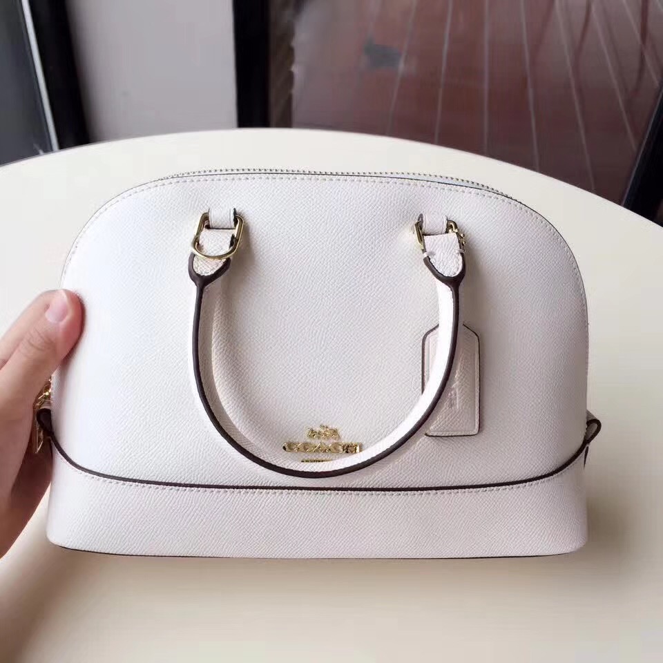 COACH Mini Shell Bag Satchel Crossgrain Leather White F57555 25 x 18 x 10cm
