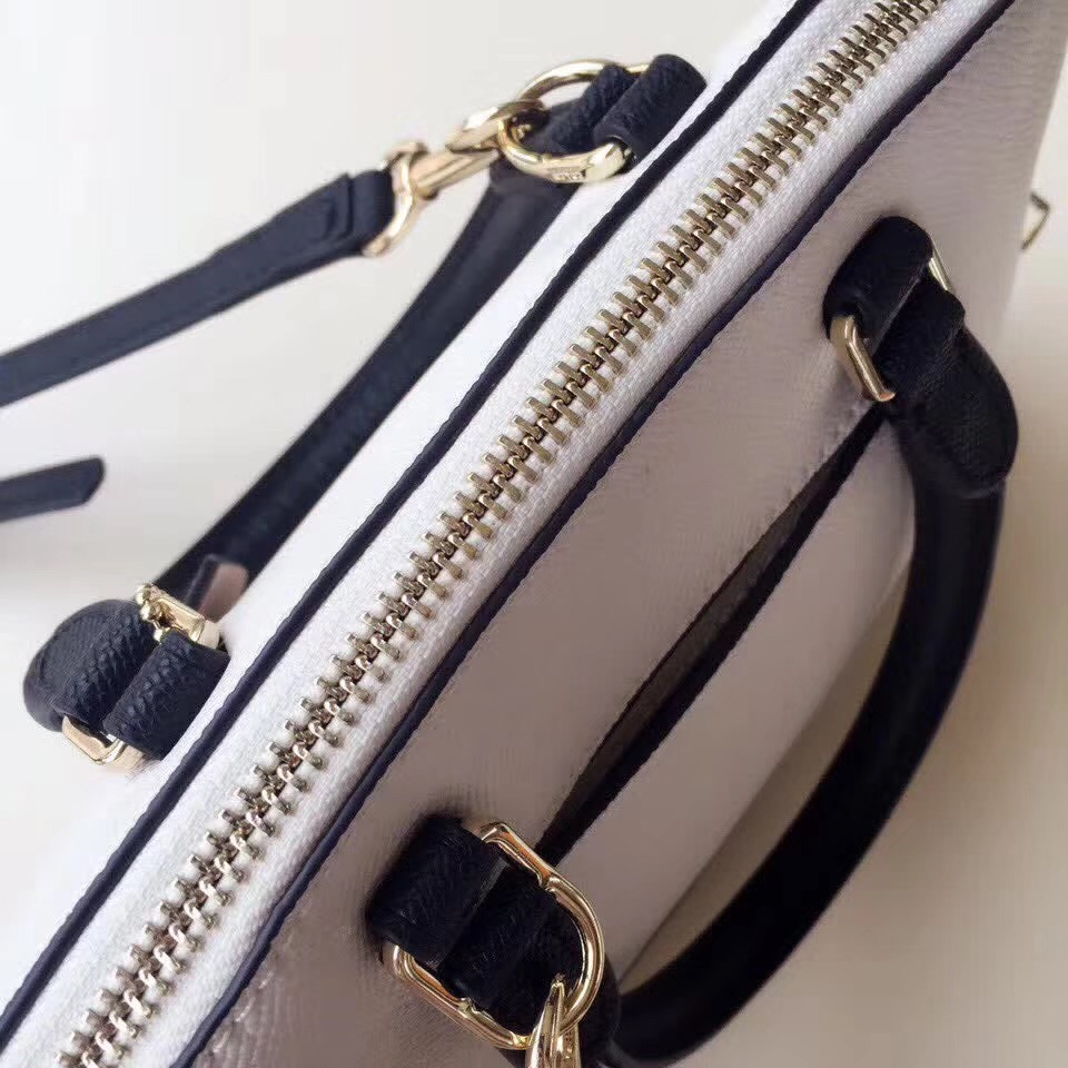 COACH Mini Shell Bag Satchel Crossgrain Leather White And Gray F57555 25 x 18 x 10cm