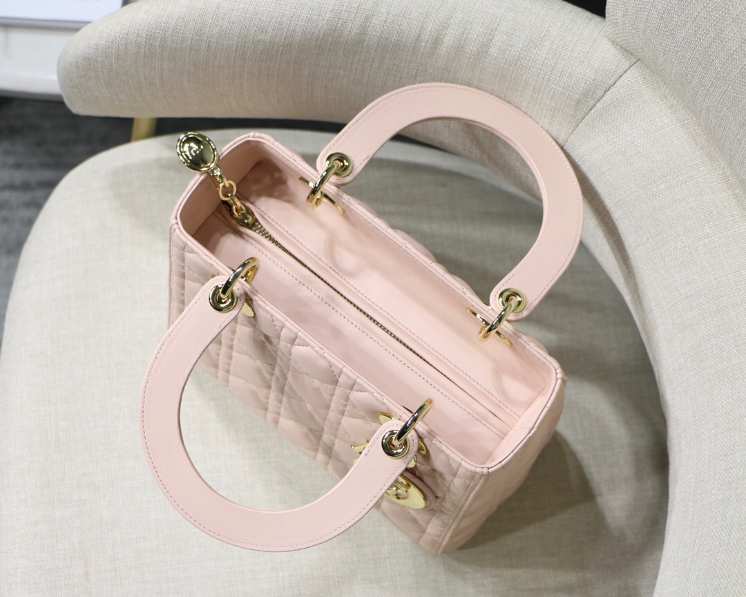 D10r medium lady bag blush cannage lambskin m0565 24 x 20 x 11cm