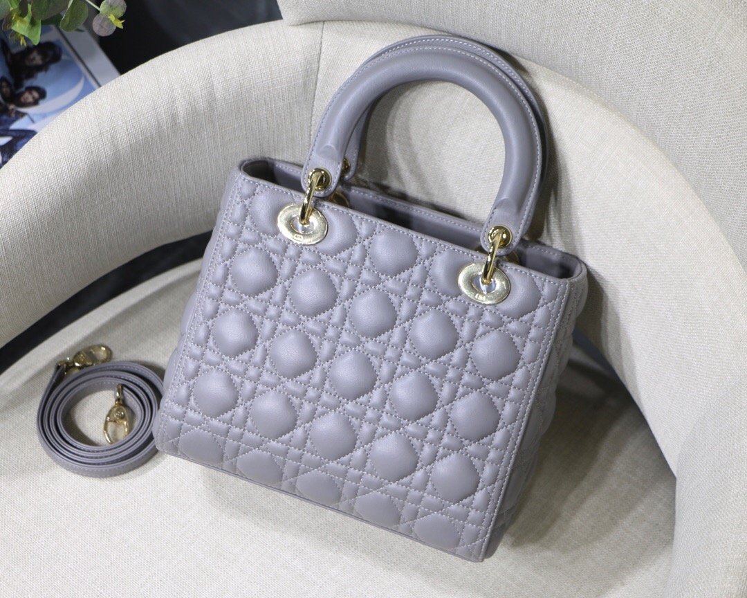 D10r medium lady bag gray cannage lambskin m0565 24 x 20 x 11cm