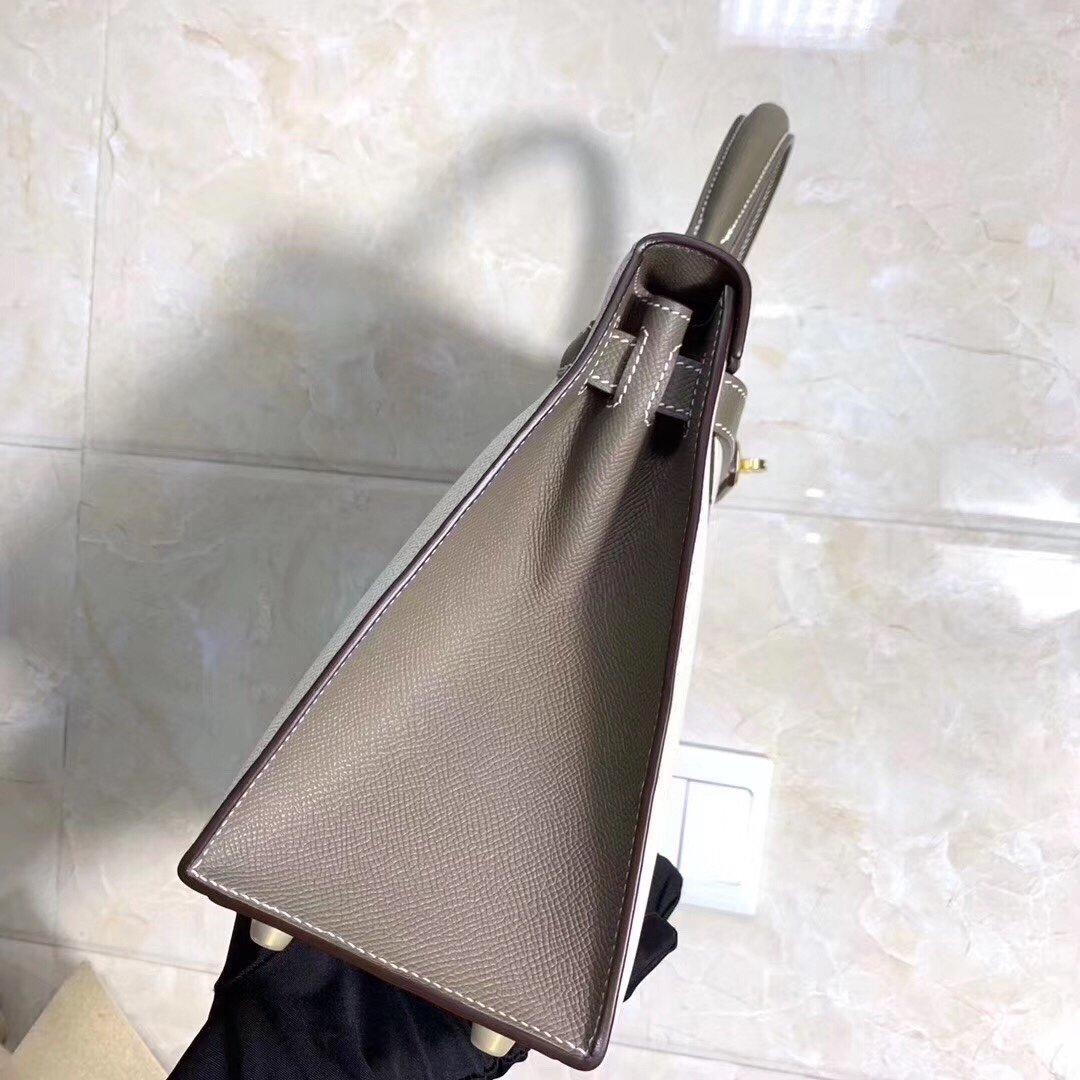 H**me5 kelly epsom leather milkshake white 28cm