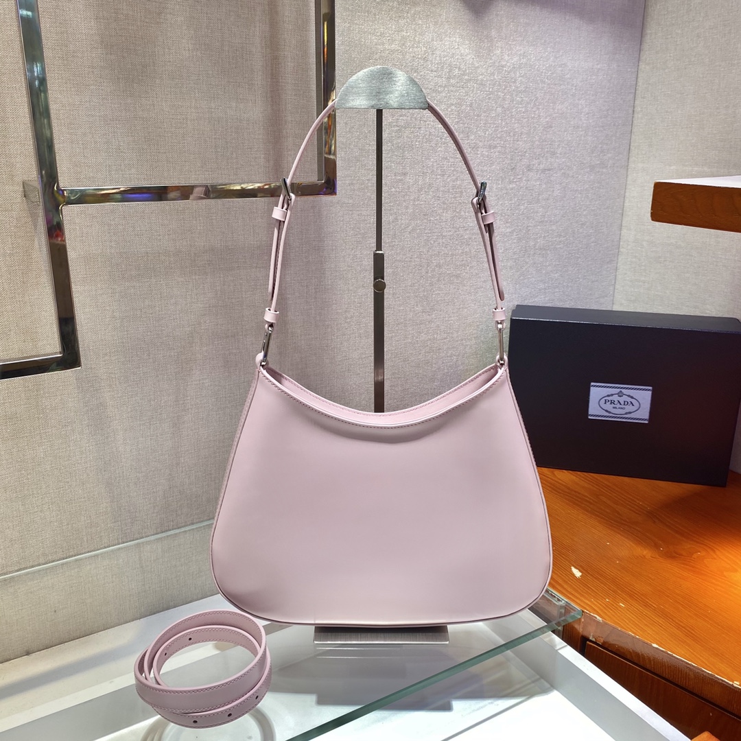 Pra*a cleo brushed leather shoulder bag in alabaster pink  1bc156 30 x 18.5 x 4 cm