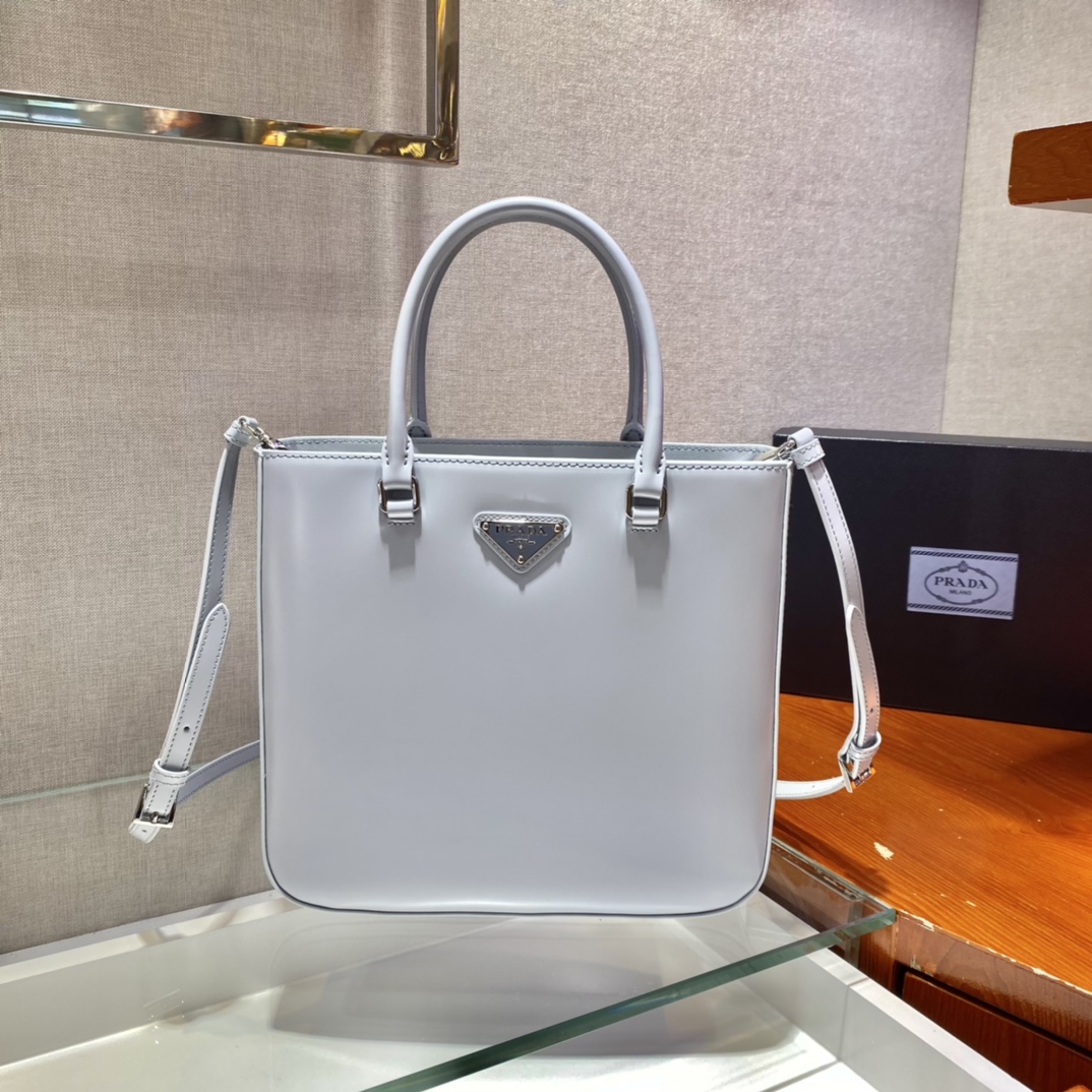 Pra*a brushed leather tote bag cornflower blue 1ba330 24 x 22 x 6 cm