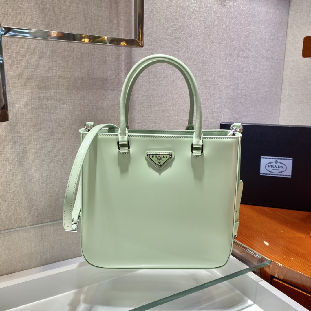 Pra*a  brushed leather tote bag surf green 1ba330 24 x 22 x 6 cm