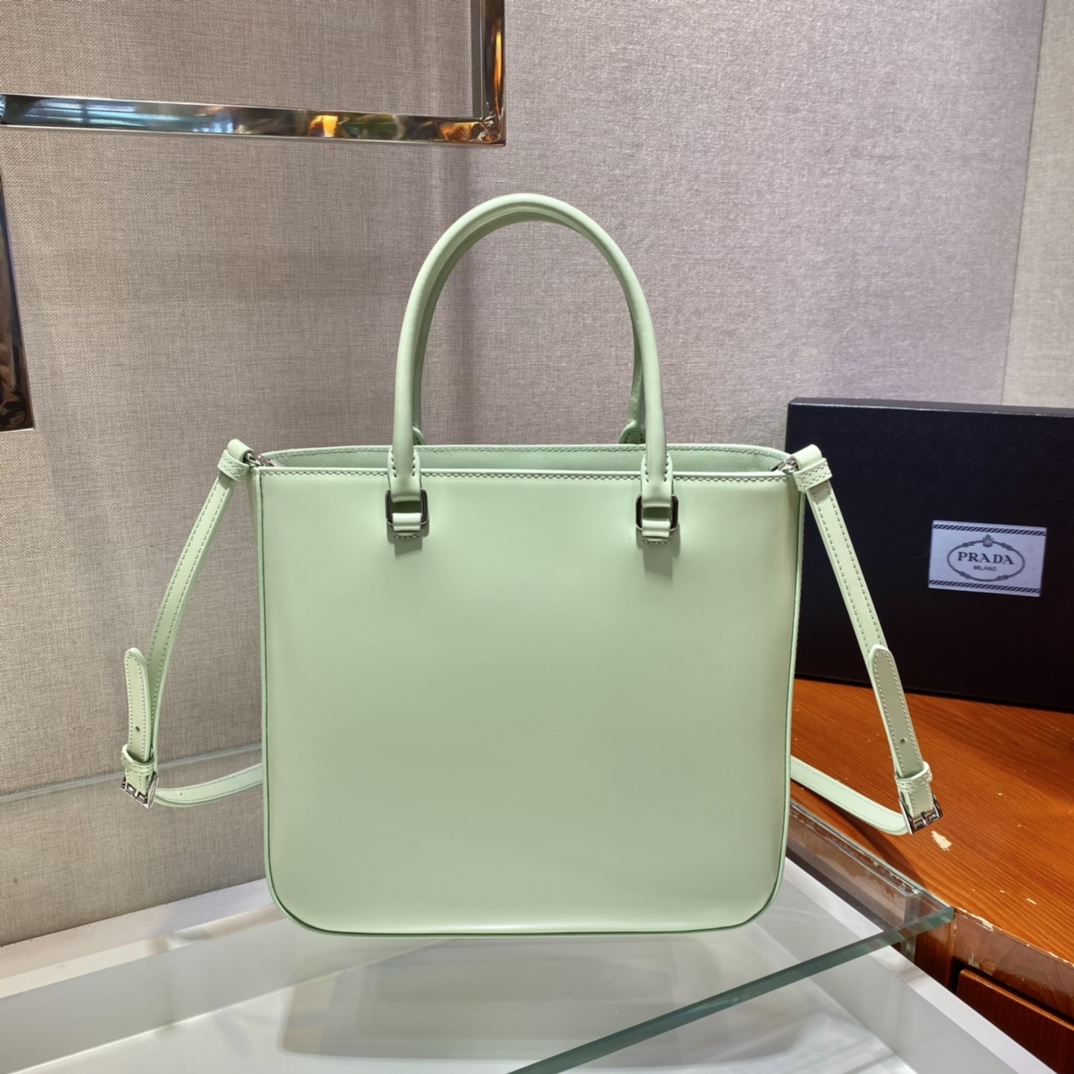 Pra*a  brushed leather tote bag surf green 1ba330 24 x 22 x 6 cm