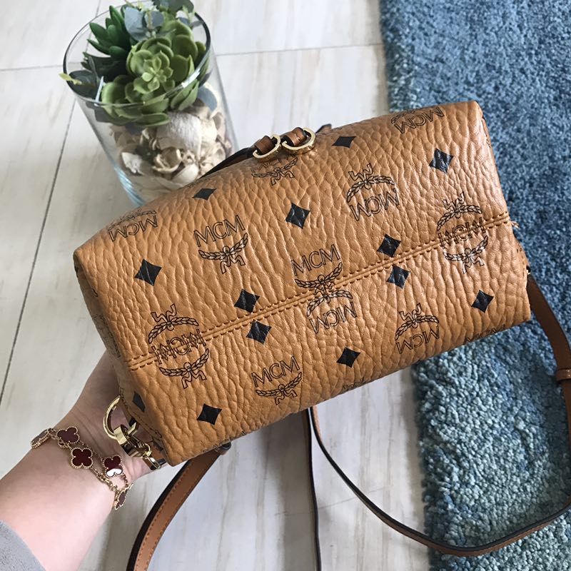 MCM Essential Backpack in Visetos Original Cognac MWK9SSE05CO001 24 x 21 x 12 cm