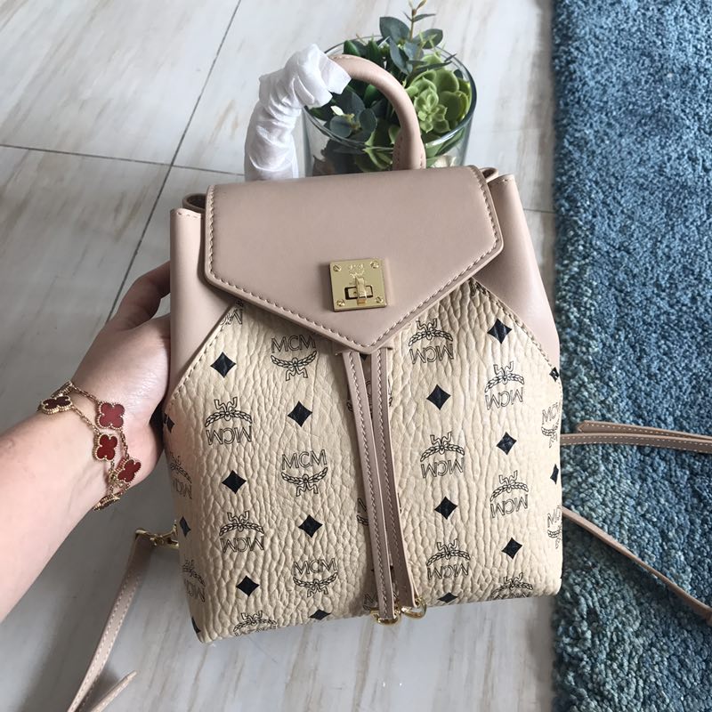 MCM Essential Backpack in Visetos Original Beige MWK9SSE05CO001 24 x 21 x 12 cm