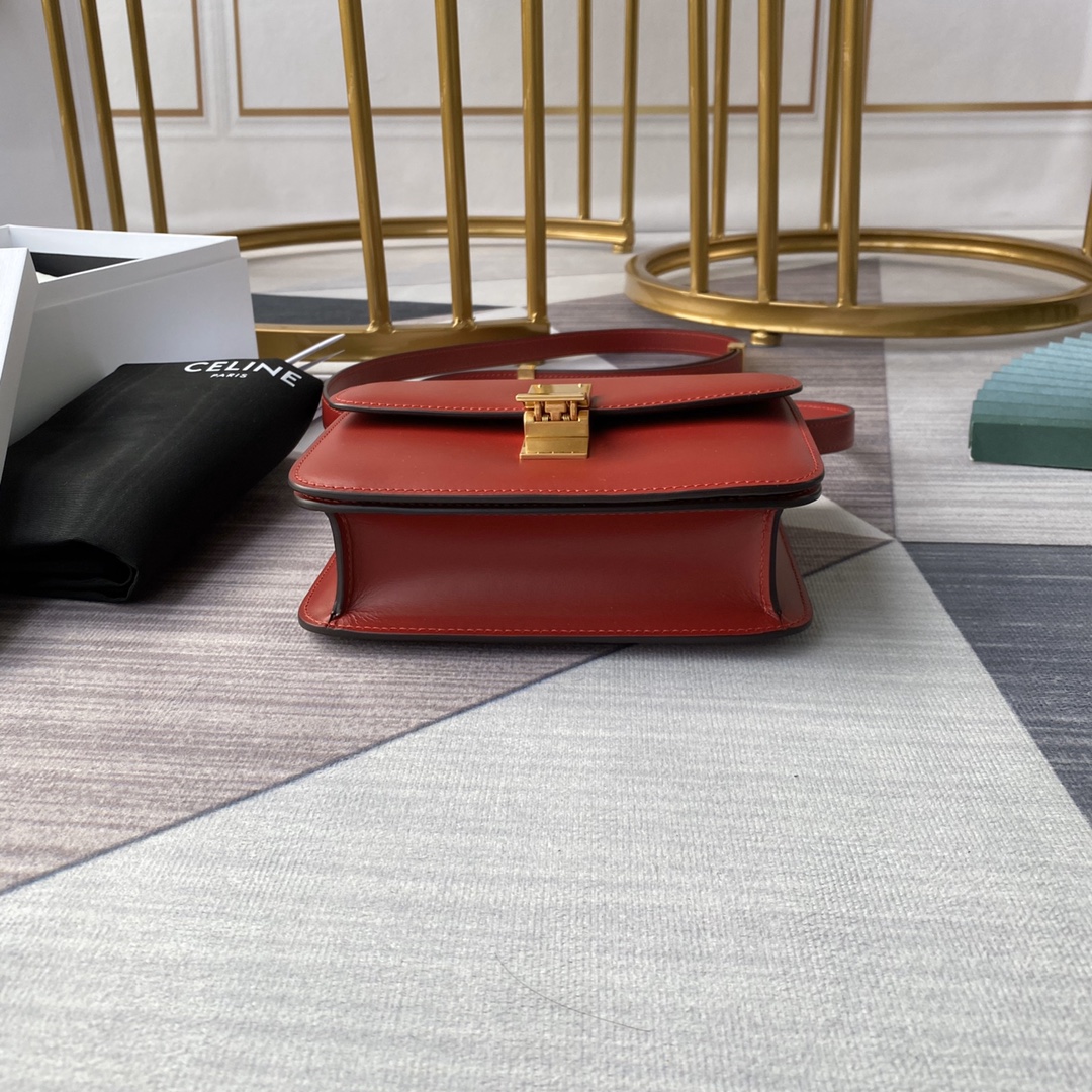 Ce1i*e small classic bag in box calfskin red 189183dls 18 x 15 x 6 cm
