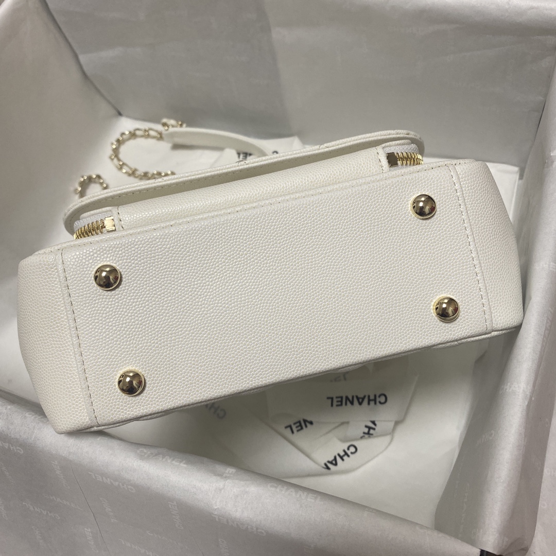 Ch**el mini flap bag with top handle white a93749 19 x 7 x 14 cm