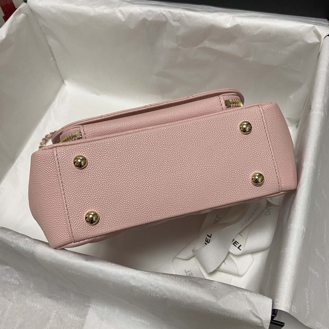 Ch**el mini flap bag with top handle pink a93749 19x7x14cm