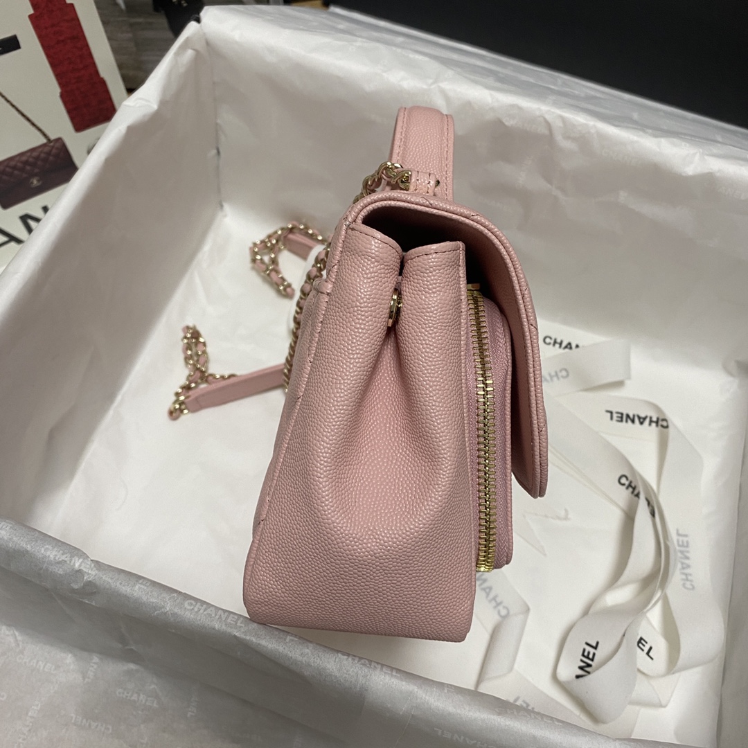 Ch**el mini flap bag with top handle pink a93749 19x7x14cm
