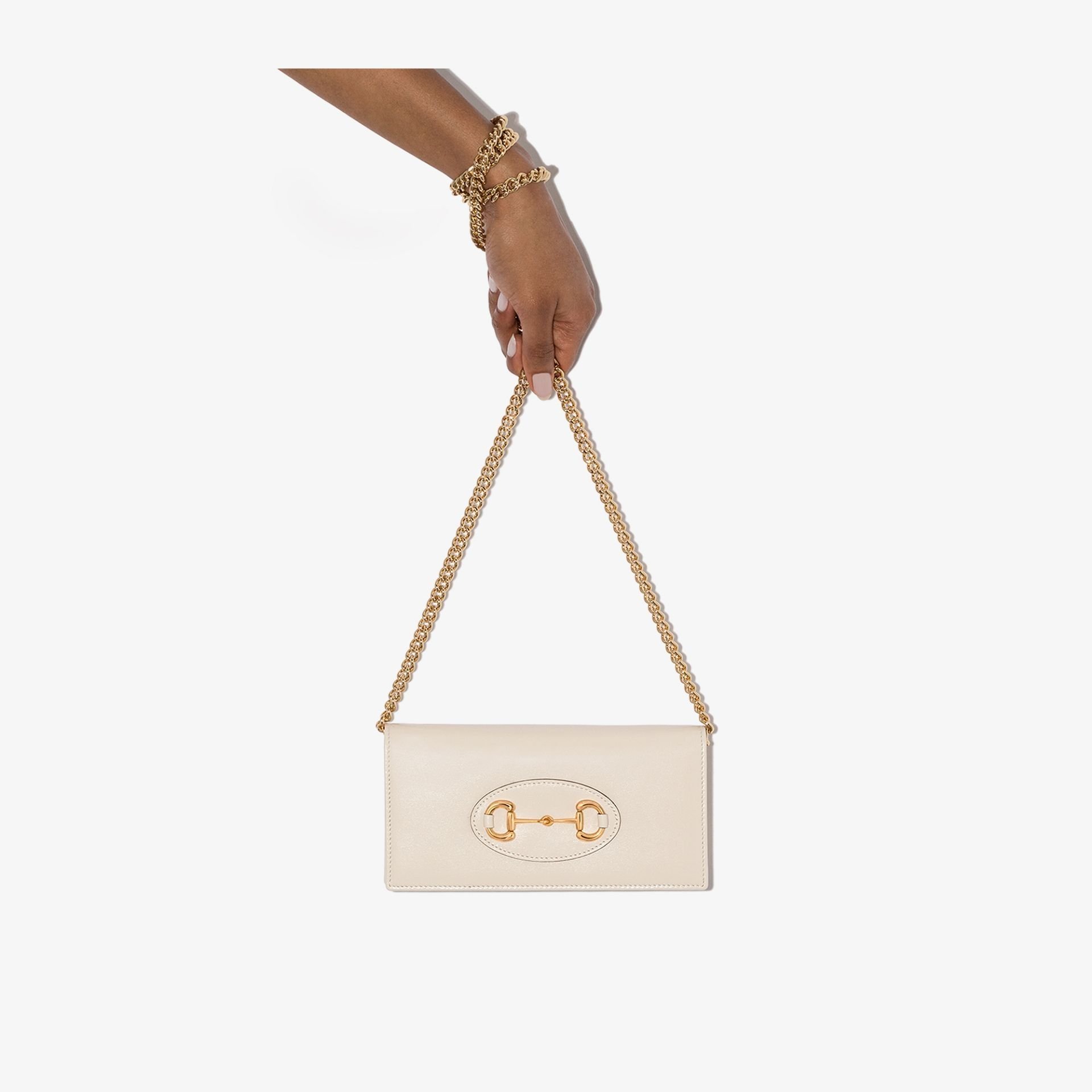 Gvc*1 horsebit 1955 wallet with chain white leather 6218920yk0g 19 x 10 x 2.5 cm