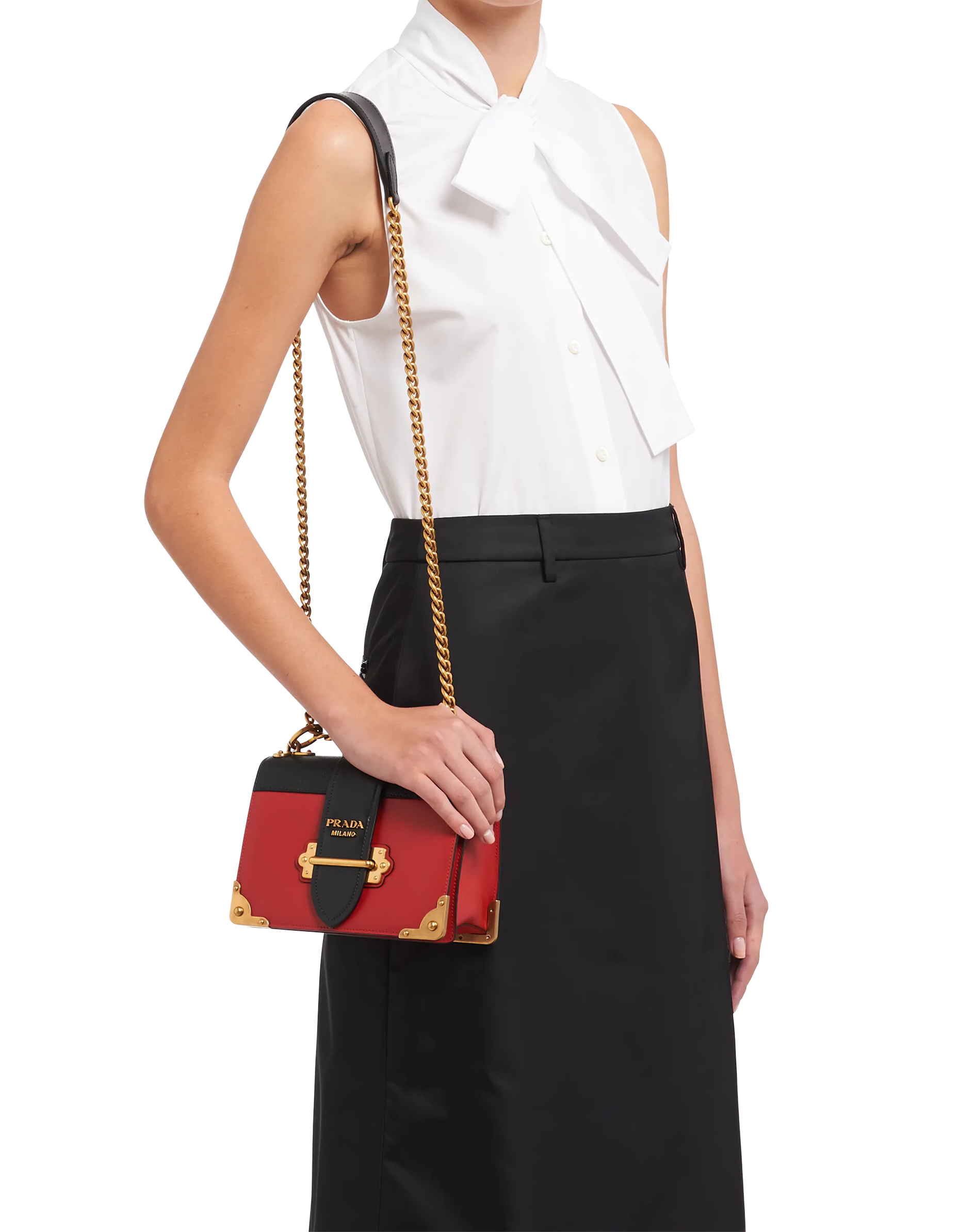 Pra*a leather Pra*a cahier bag fiery red 1bd045 19 x 14 x 9 cm