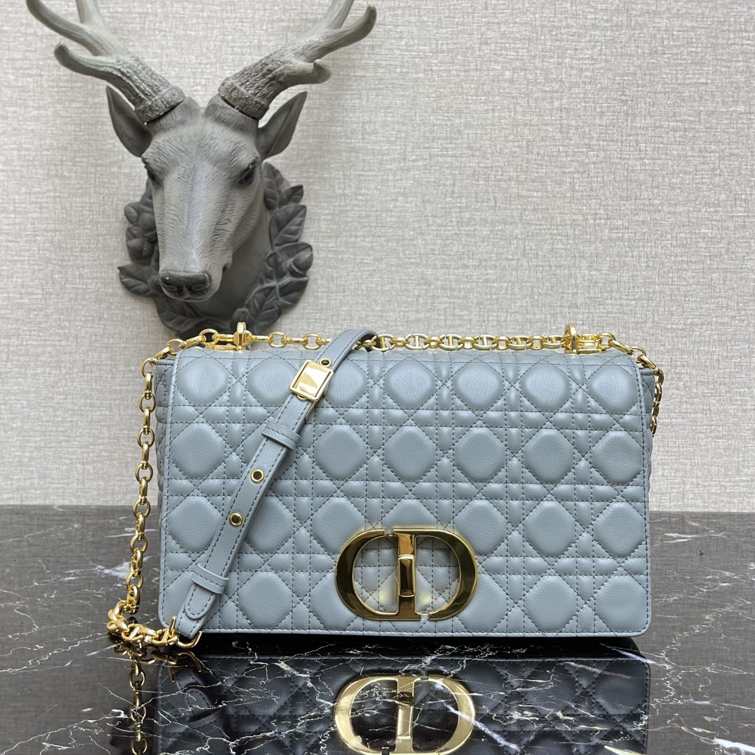 d10r large caro bag gray S*pple cannage calfskin m9243uwhc 28 × 17 × 9 cm