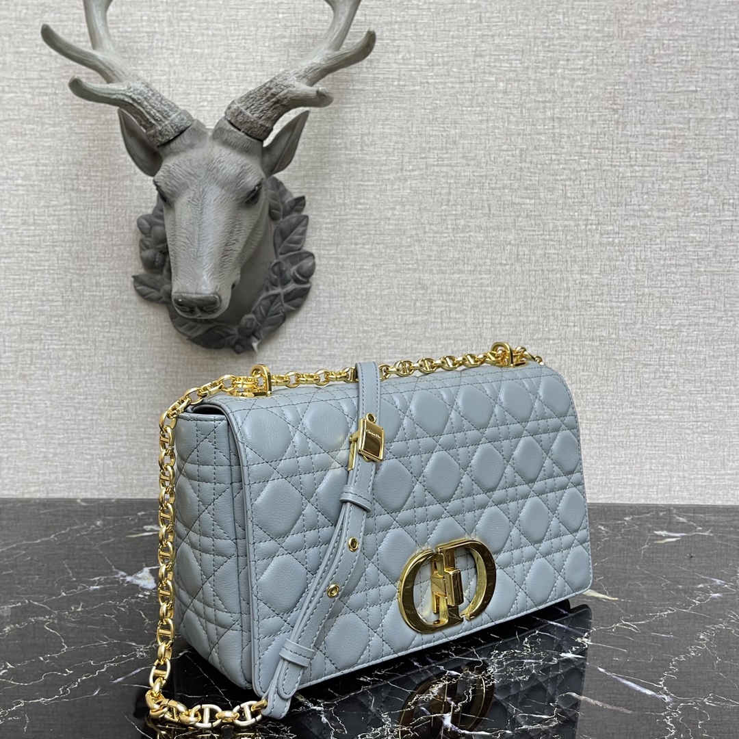 d10r large caro bag gray S*pple cannage calfskin m9243uwhc 28 × 17 × 9 cm