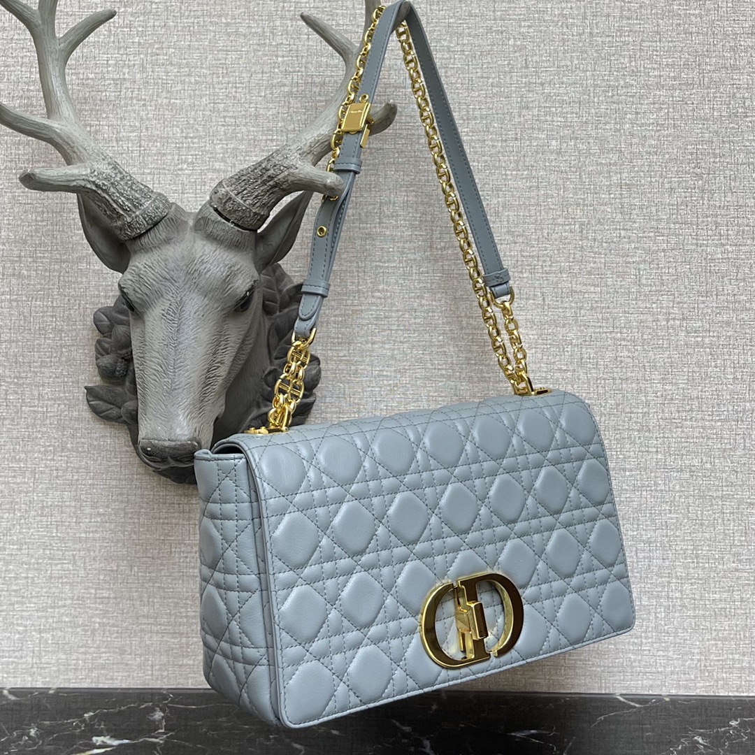 d10r large caro bag gray S*pple cannage calfskin m9243uwhc 28 × 17 × 9 cm