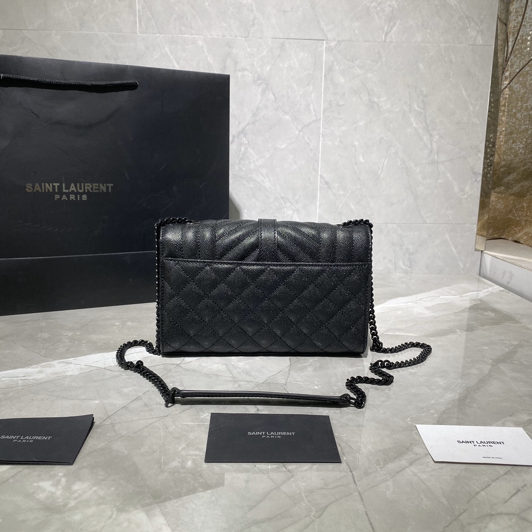 Y51 envelope small bag in grained leather black 600195 21 × 13 × 6 cm