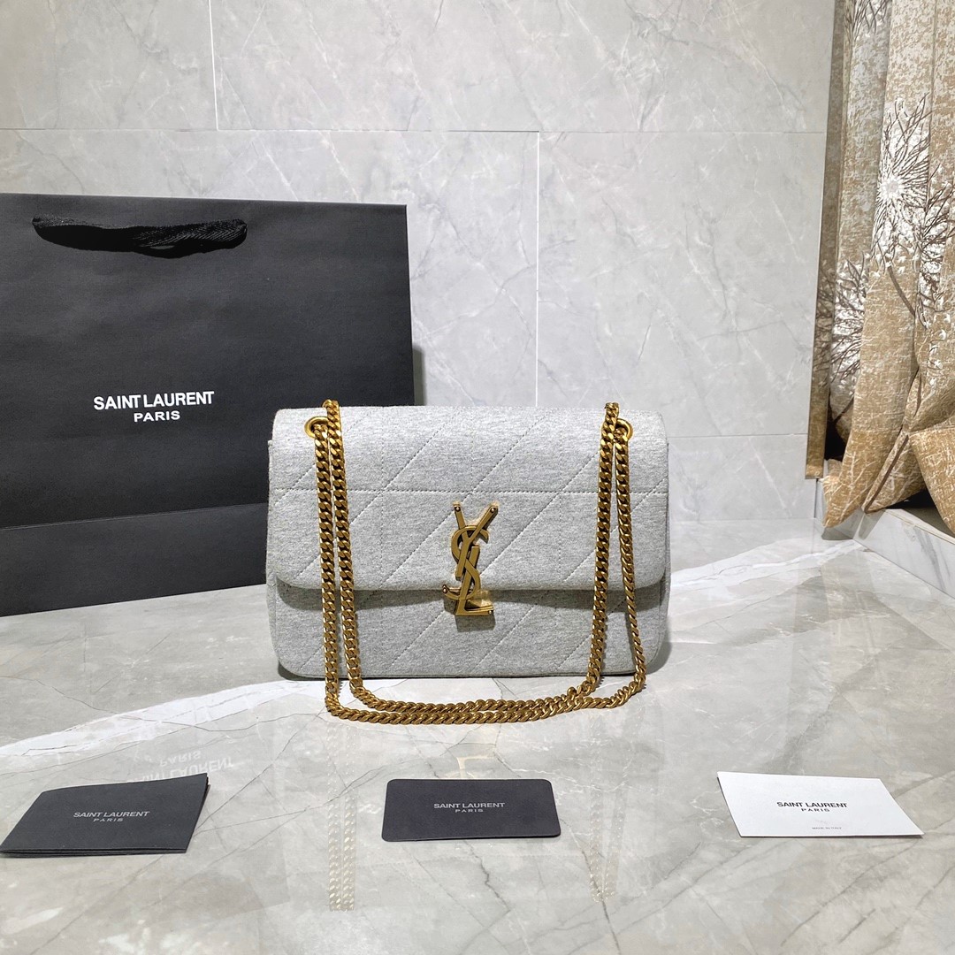 Y51 jamie medium carrÉ rive gauche in jersey light grey 6348202 24 × 15.5 × 6.5 cm