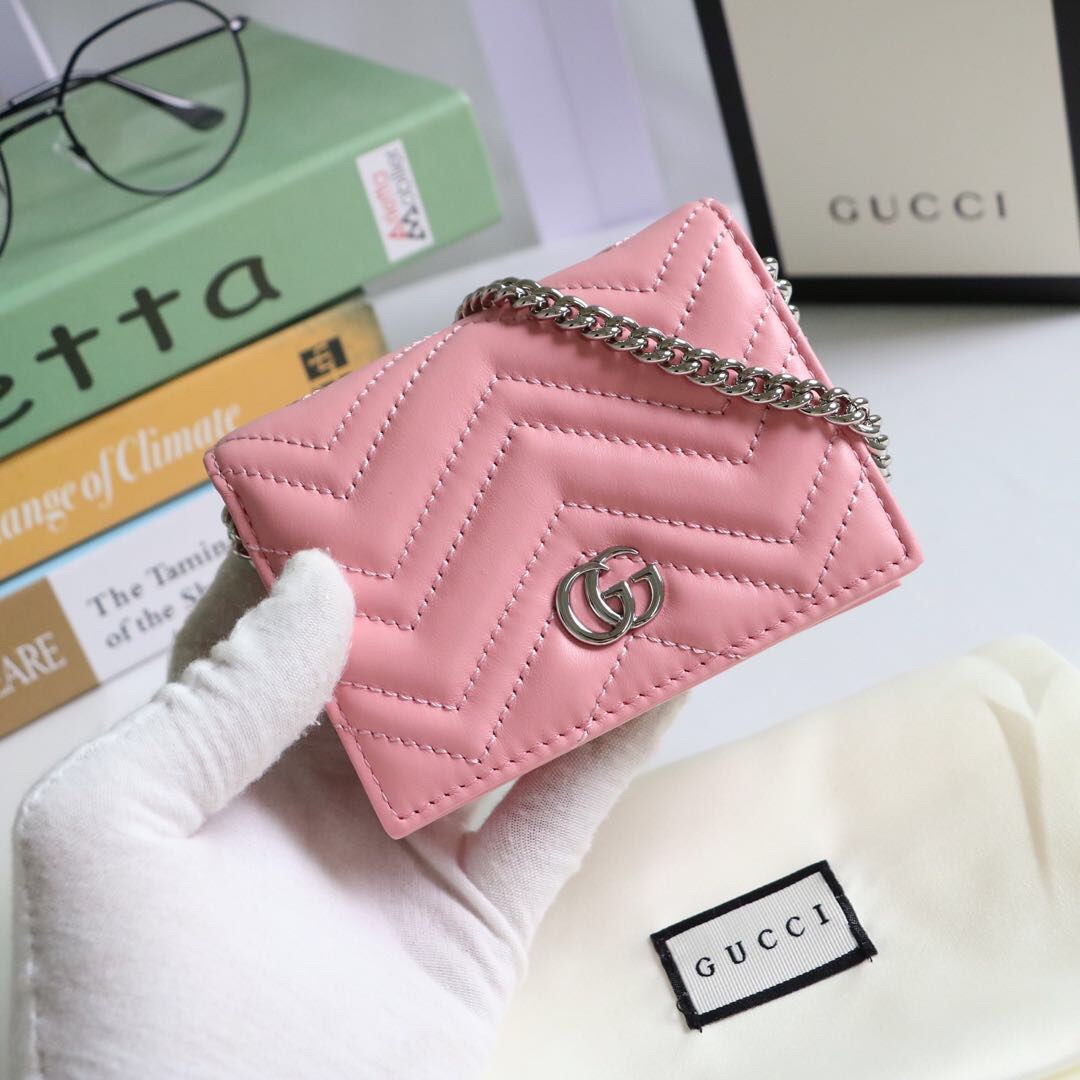 Gvc*1 gg marmont card case wallet pink pastel ‎625693 11 x 8.5 x 3 cm