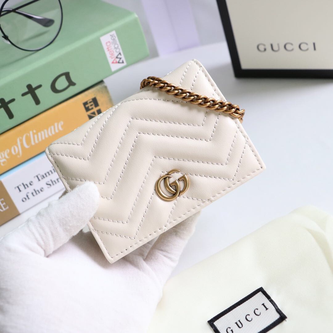 Gvc*1 gg marmont card case wallet white ‎625693 11 x 8.5 x 3 cm