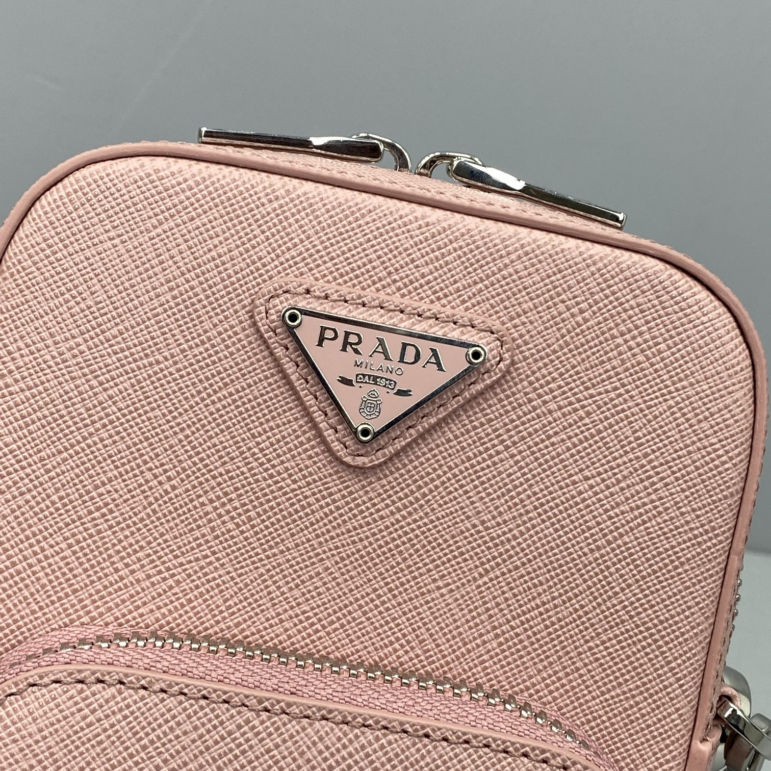 Pra*a saffiano leather mini bag water lily 1bh183 12 x 6.5 x 18 cm