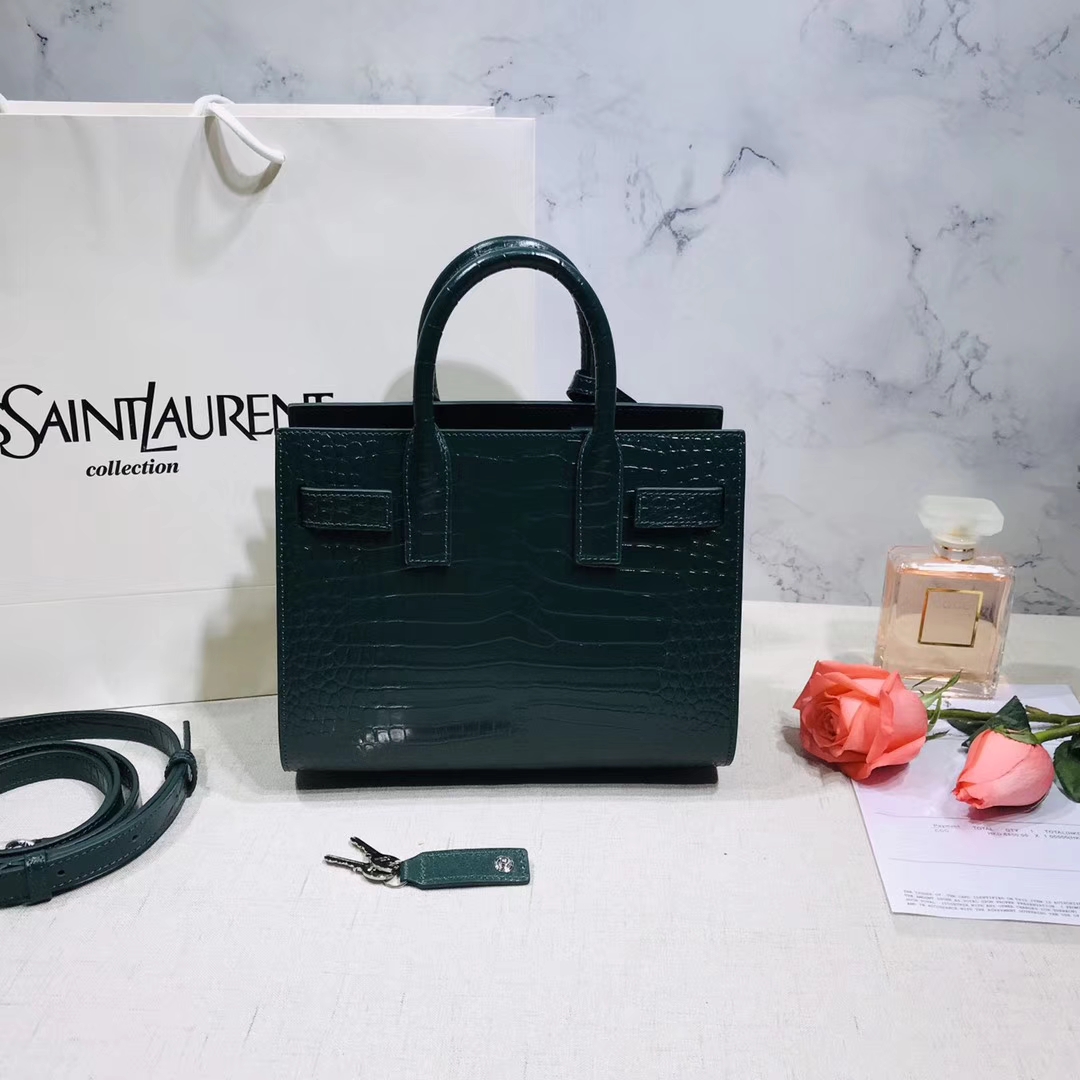 Y51 classic sac de jour nano in embossed crocodile shiny leather forest 392035 22 x 18 x 11 cm