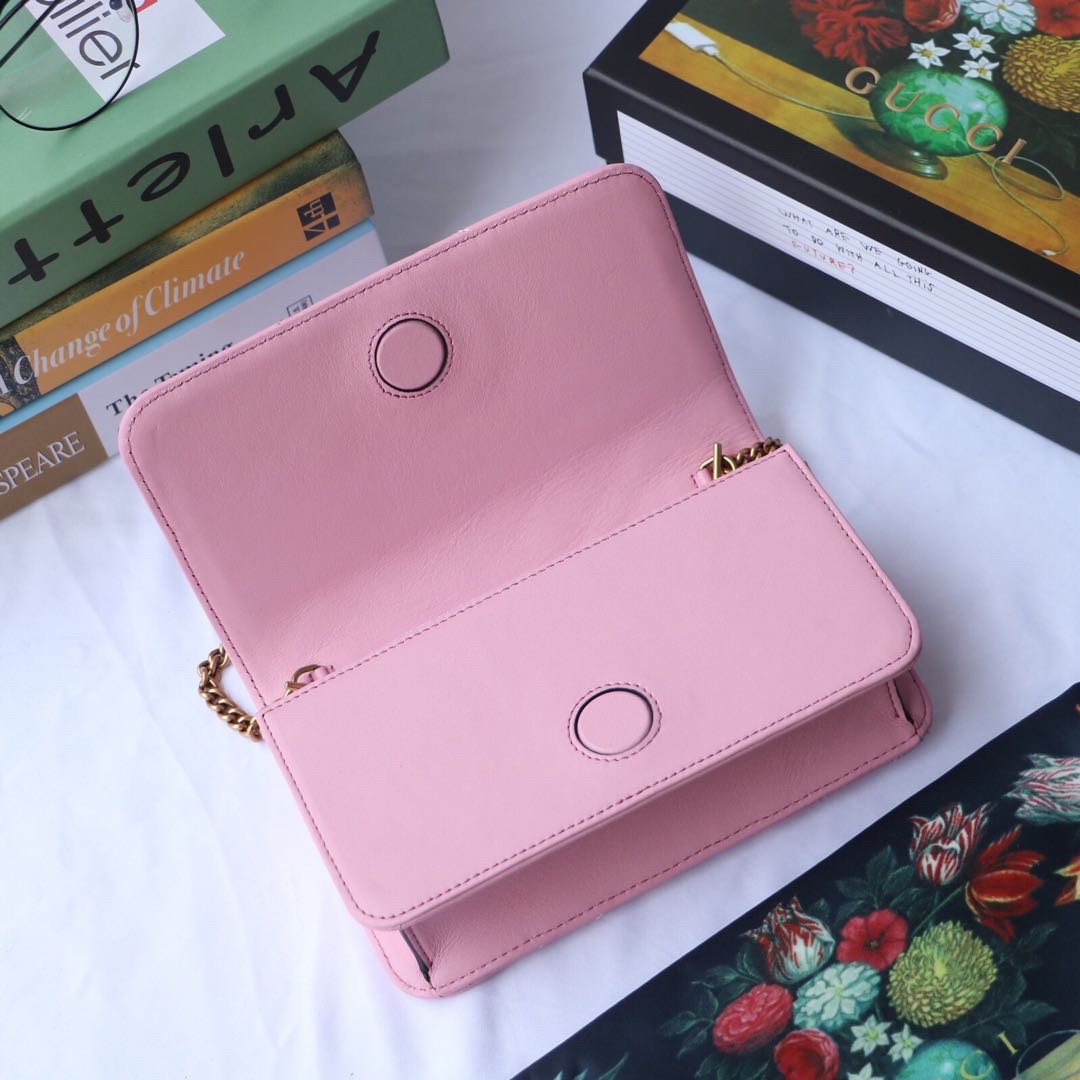 Gvc*1 gg marmont mini bag pink pastel leather 488426 18 x 10 x 5 cm