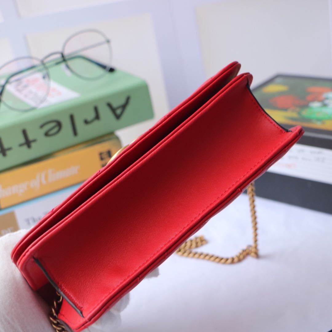 Gvc*1 gg marmont mini bag red leather 488426 18 x 10 x 5 cm