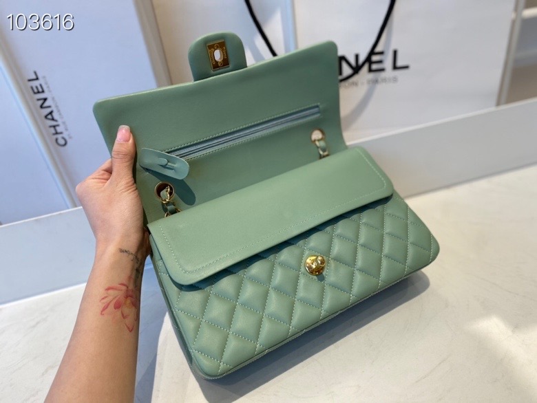 Ch**el flap bag seafoam a01112 25cm