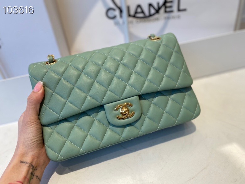 Ch**el flap bag seafoam a01112 25cm