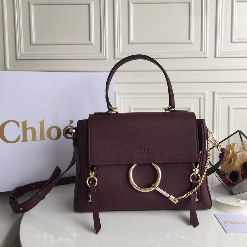 CHLOÉ MEDIUM FAYE DAY BAG Carbon Brown CHC17WS321HGJ27V 32.5 x 25 x 13 cm