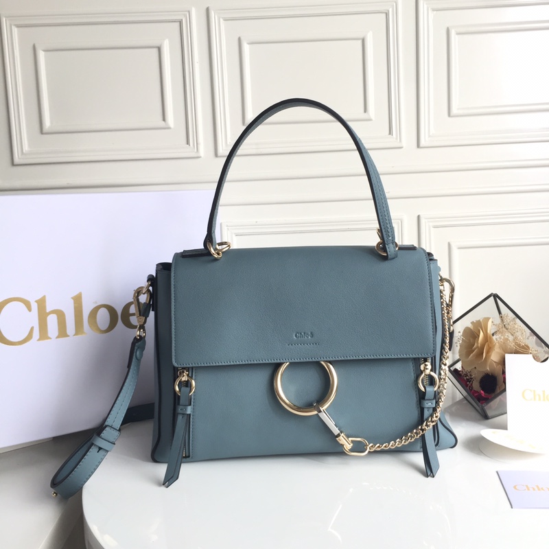 CHLOÉ MEDIUM FAYE DAY BAG Cloudy Blue CHC17WS321HGJ41H 32.5 x 25 x 13 cm
