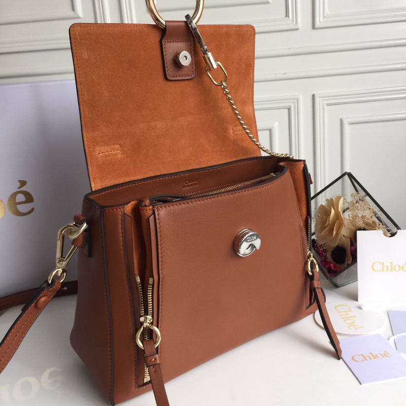 CHLOÉ MEDIUM FAYE DAY BAG Tan CHC17WS321 32.5 x 25 x 13 cm  double carry bag in smooth & suede calfskin