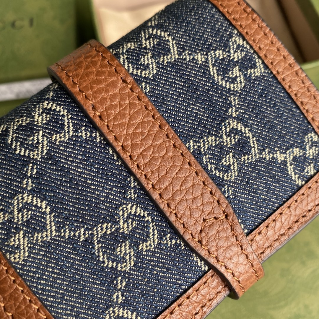 Gvc*1 jackie 1961 card case wallet blue and ivory ‎645536 11 × 8.5 x 3 cm