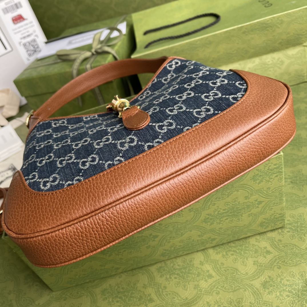 Gvc*1 jackie 1961 small hobo bag blue and ivory 636706 28 x 19 x 4.5 cm