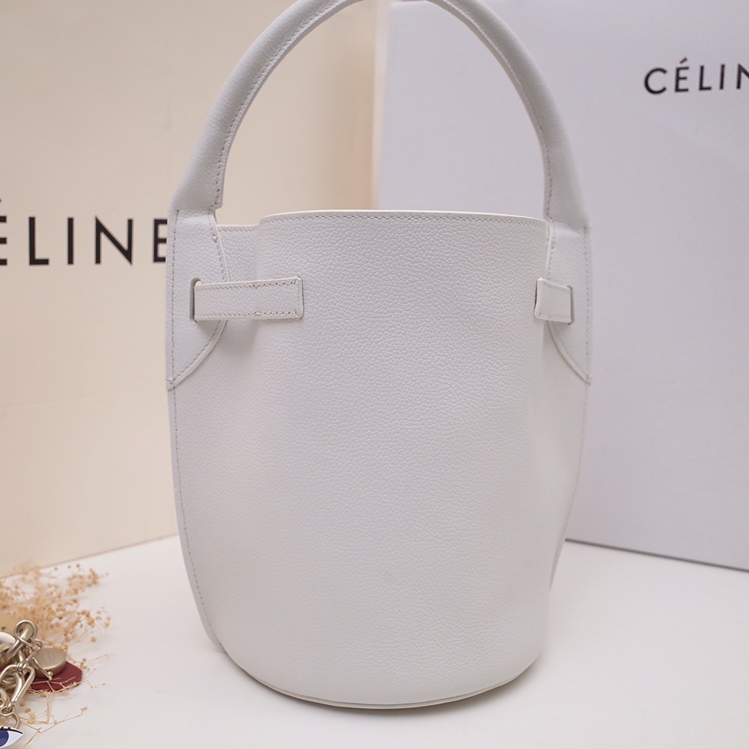 Ce1i*e big bag nano bucket in smooth calfskin white 187243a4t 21 x 15 x 15 cm