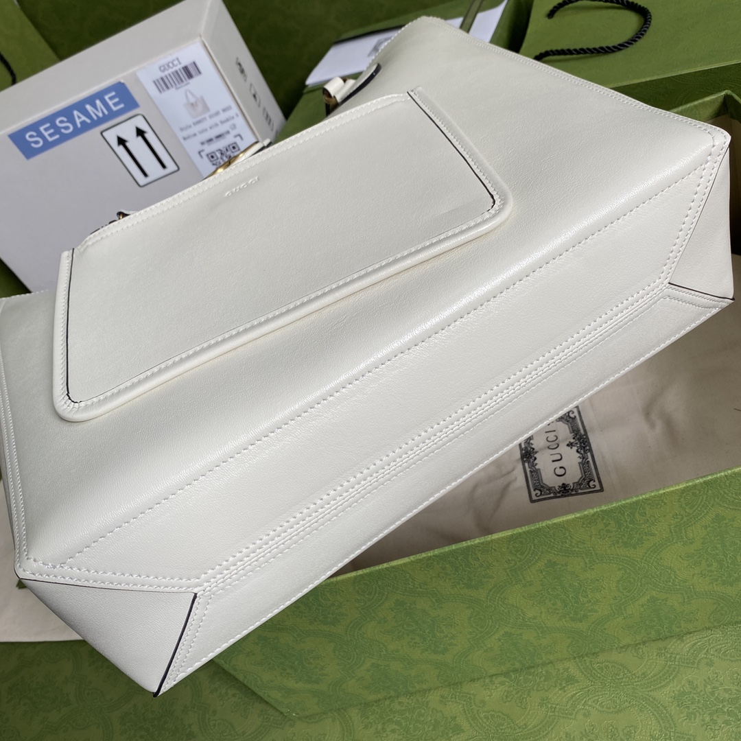 Gvc*1 medium tote with double g white leather 649577 35 x 32 x 11 cm