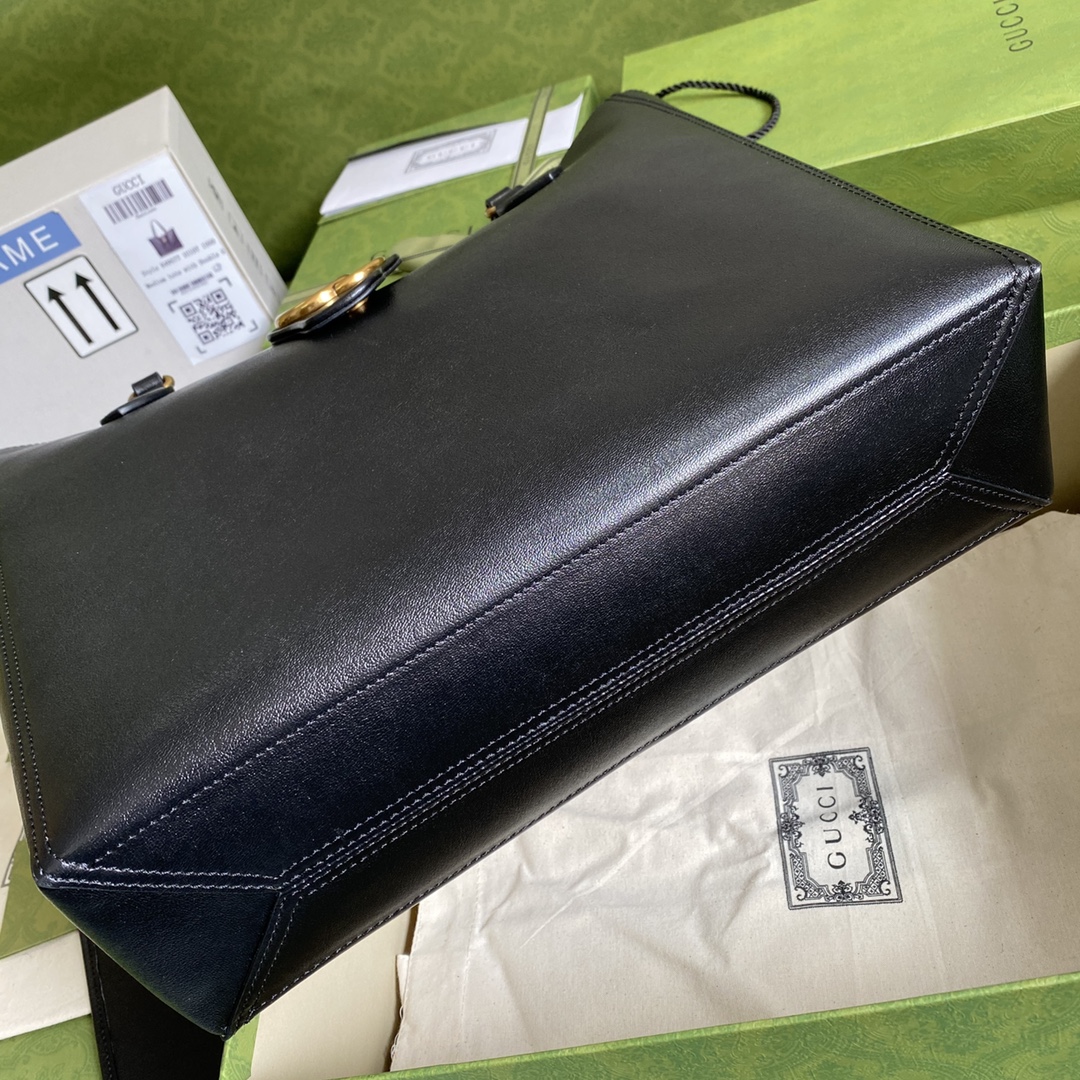 Gvc*1 medium tote with double g black leather 649577 35 x 32 x 11 cm