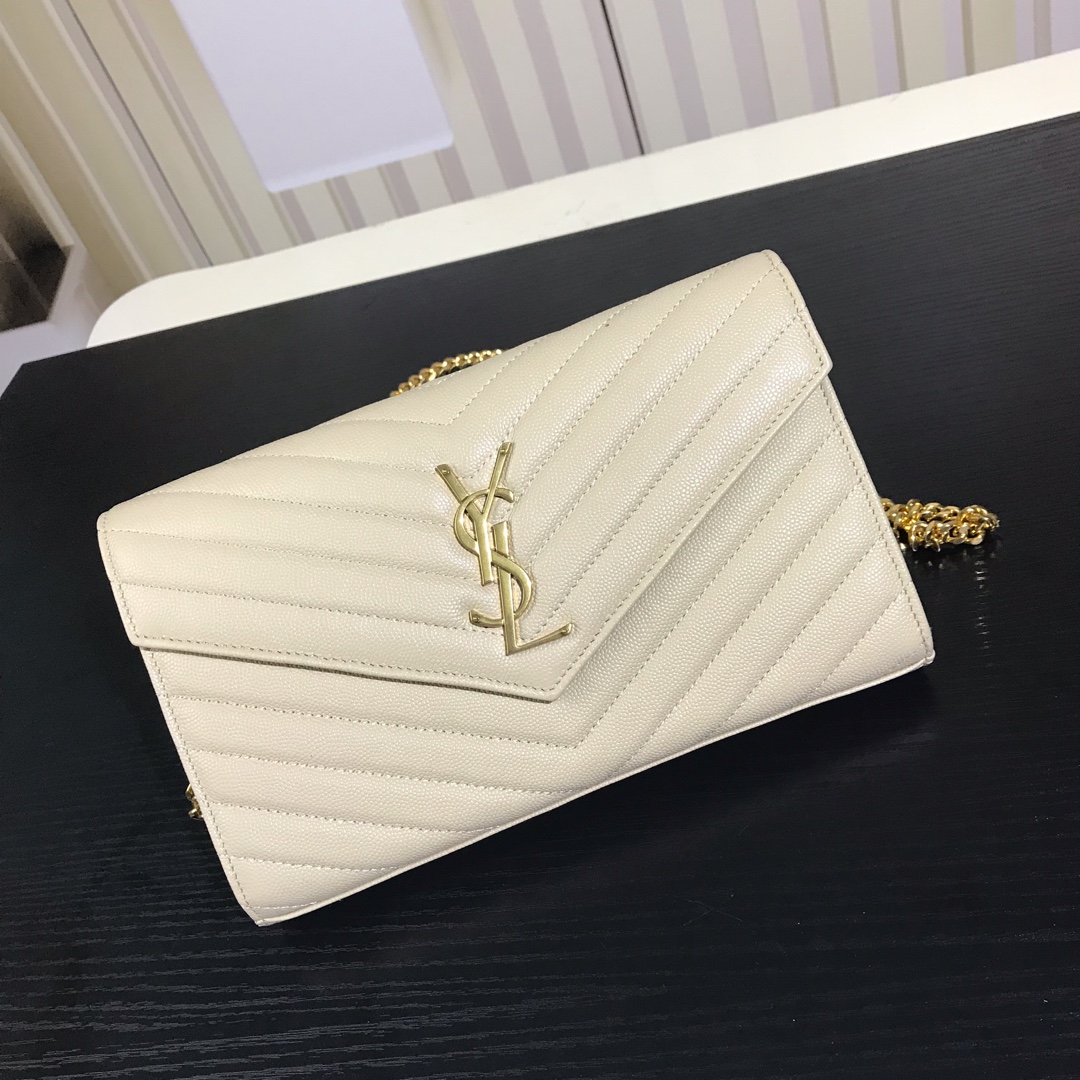 Y51 monogram chain wallet in grain de poudre embossed leather blanc vintage 377828 22.5 x 14 x 4 cm