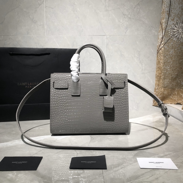 Y51 classic sac de jour baby in crocodile embossed matte leather grey 421863 26 x 20.5 x 12.5 cm