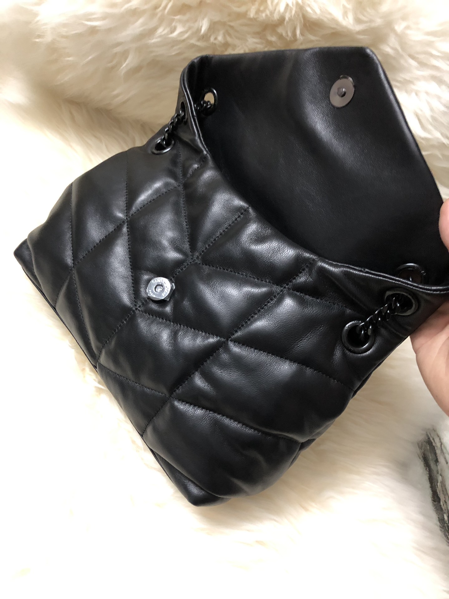 Y51 puffer small bag in quilted lambskin black and black chain 5774761 29 x 17 x 11 cm