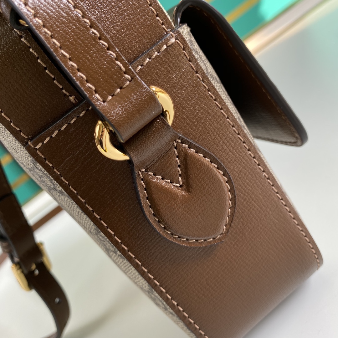 Gvc*1 horsebit 1955 small shoulder bag beige and ebony 645454 22.5 x 17 x 6.5 cm