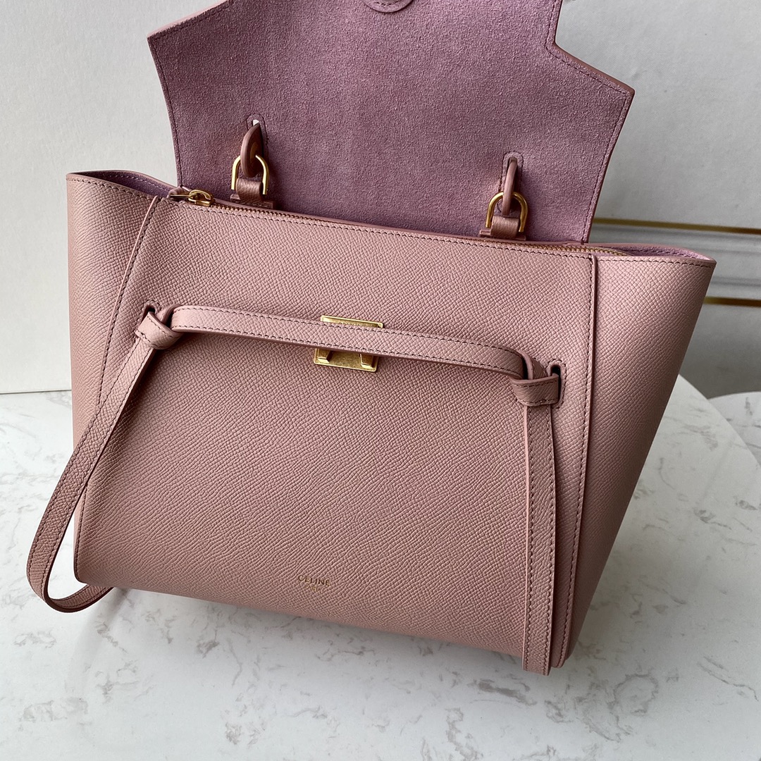 Ce1i*e micro belt bag in grained calfskin vintage pink 189153 24 x 20 x 13 cm