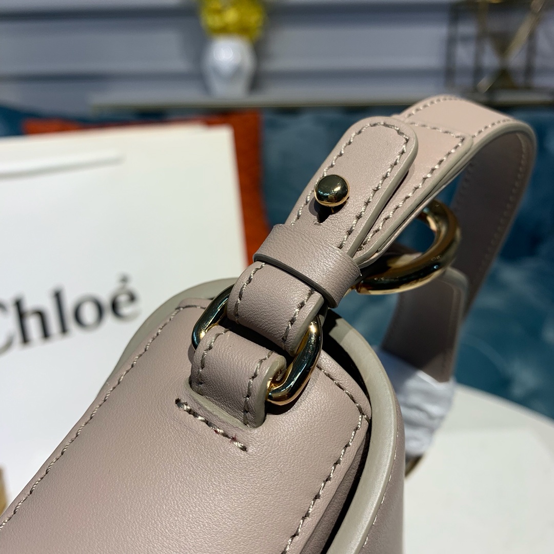 CHLOE MINI C BAG In Shiny & Suede Calfskin Motty Grey CHC19US193 16.5 x 5 x 14 cm