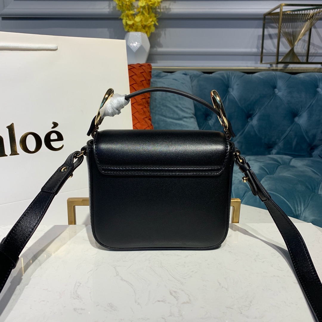 CHLOE MINI C BAG In Shiny & Suede Calfskin Black CHC19US193 16.5 x 5 x 14 cm