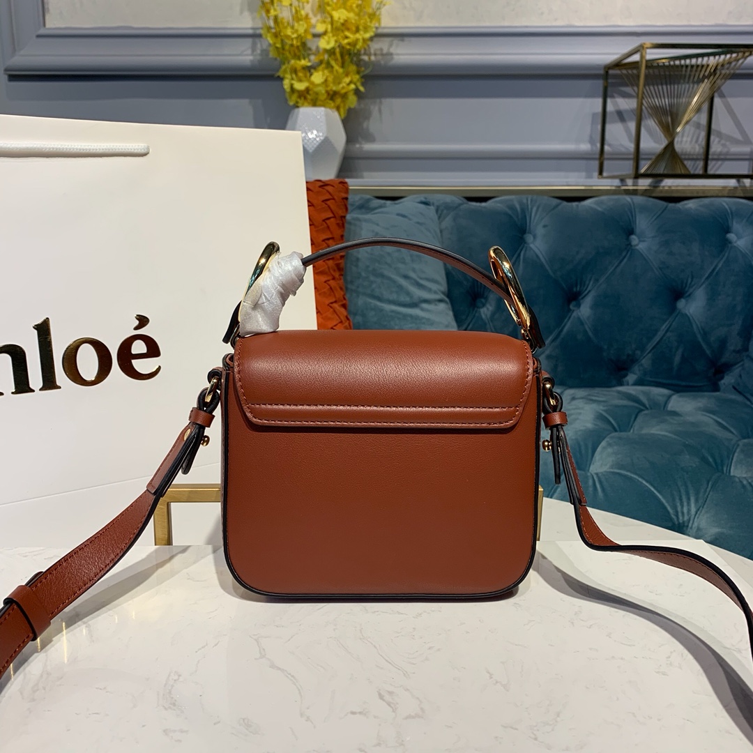CHLOE MINI C BAG In Shiny & Suede Calfskin Arizona Brown CHC19US193 16.5 x 5 x 14 cm