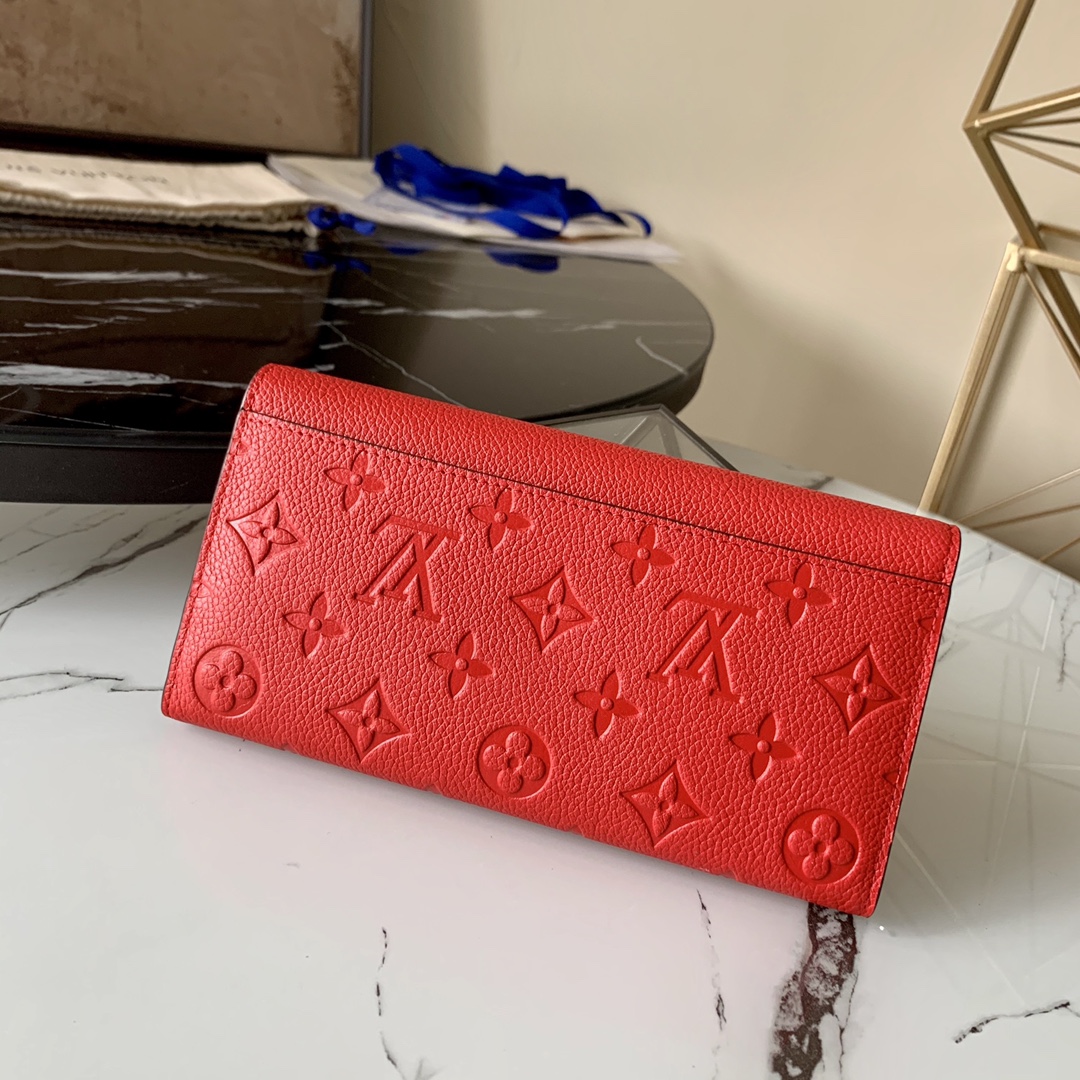 l0vis Vvtt0n sarah wallet monogram empreinte leather scarlet m68708 19 x 10 x 2 cm