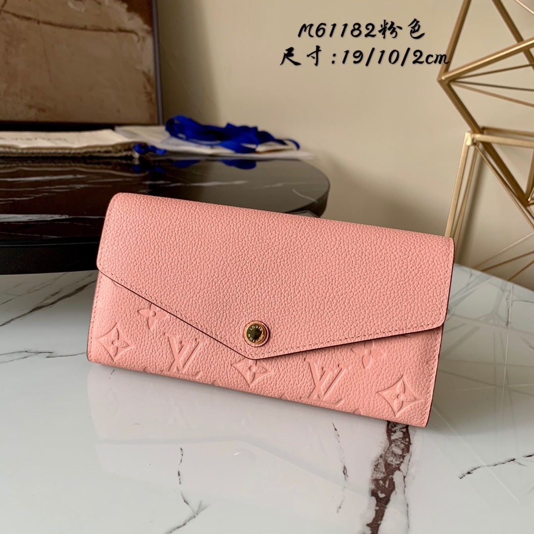 l0vis Vvtt0n sarah wallet monogram empreinte leather rose poudre m64082 19 x 10 x 2 cm